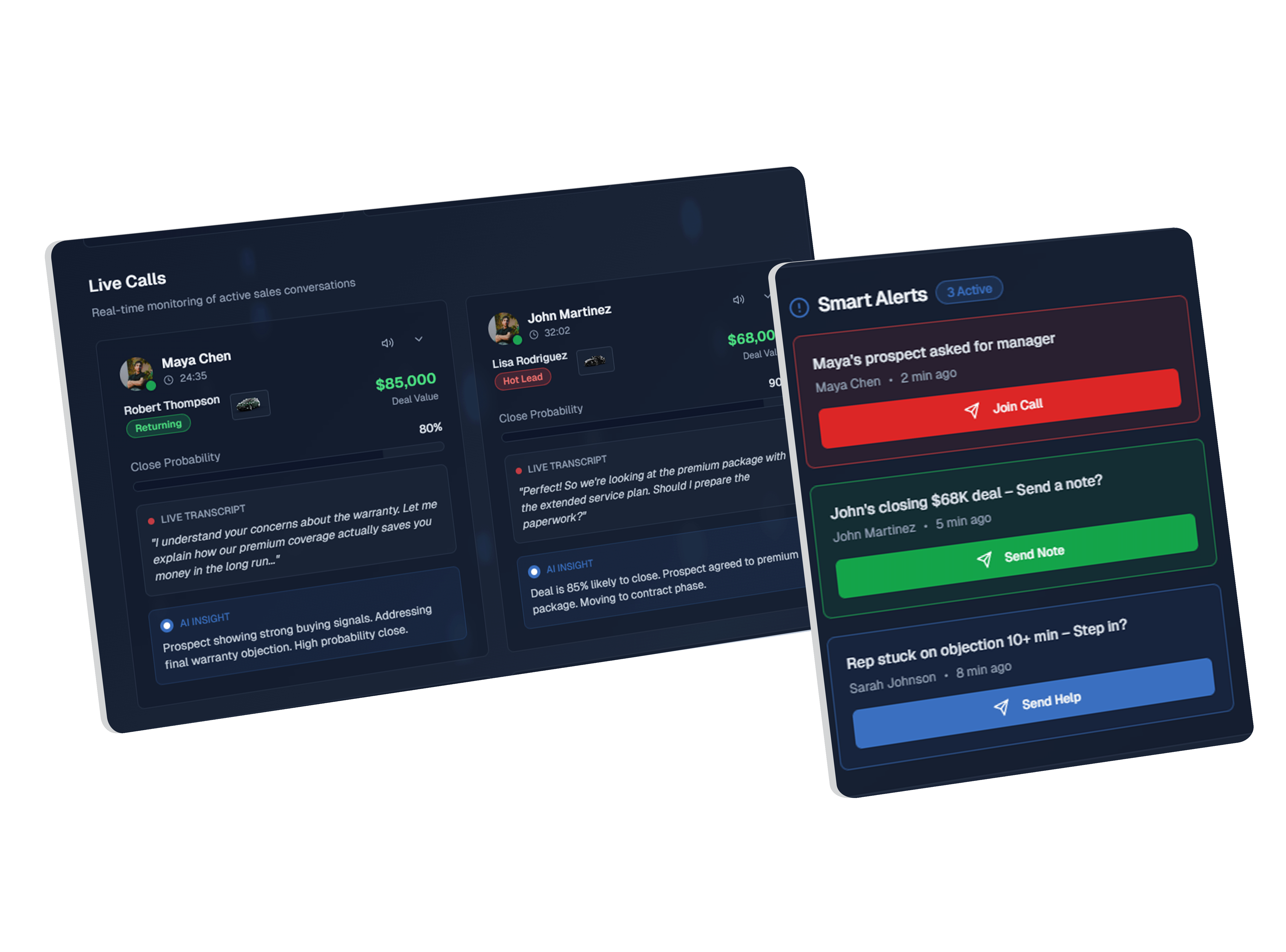Manager Dashboard - Live Call Monitoring
